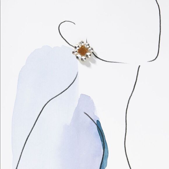 Anthropologie Floral Tapestry Blue Rhinestone Post Earrings NWT - Picture 6 of 8